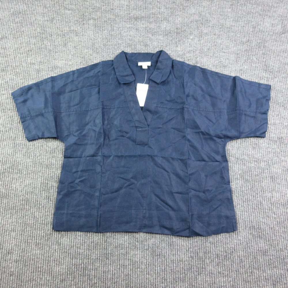 J. Jill Blouse Womens M True Navy Tunic V-Neck 100% Linen Lightweight NWT